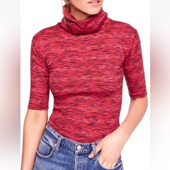 Free People Sunshine Space Dyed Turtleneck – Pink/Multicolored – Size S - Picture 1 of 10